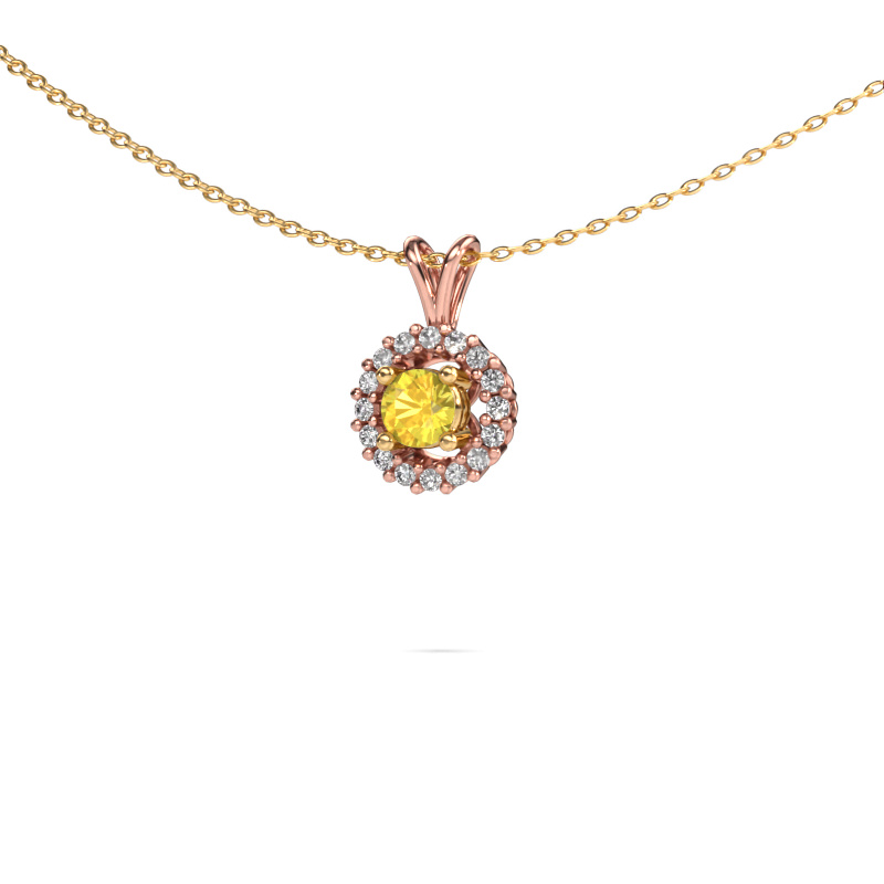 Image of Pendant Tennille 585 rose gold Yellow sapphire 4 mm