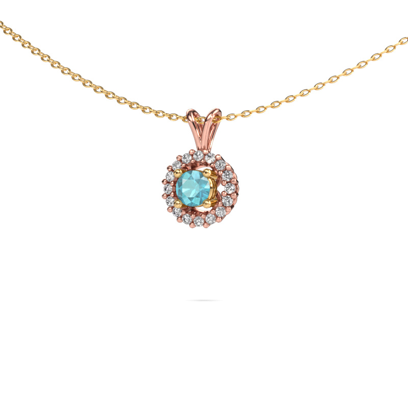 Image of Pendant Tennille 585 rose gold Blue topaz 4 mm