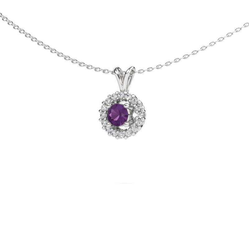 Image de Pendentif Tennille 585 or blanc Améthyste 4 mm