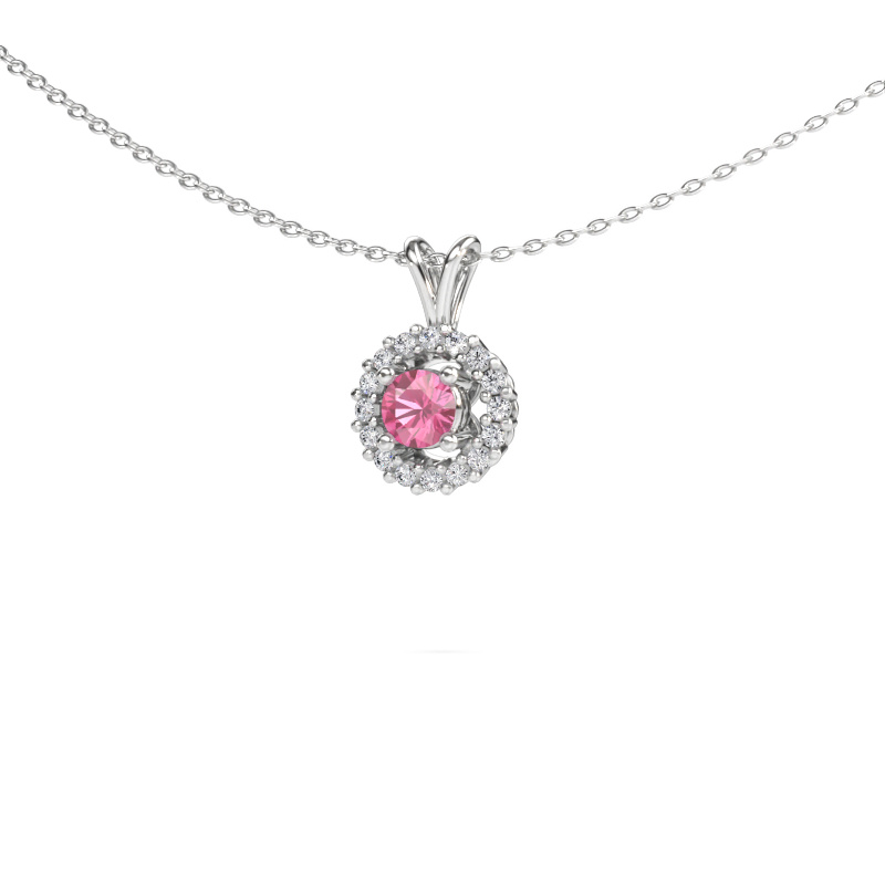 Bild av Hänge Tennille 585 vitt guld Rosa safir 4 mm
