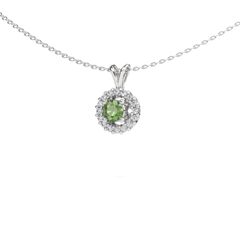 Immagine di Ciondolo Tennille 585 oro bianco Tormalina verde 4 mm