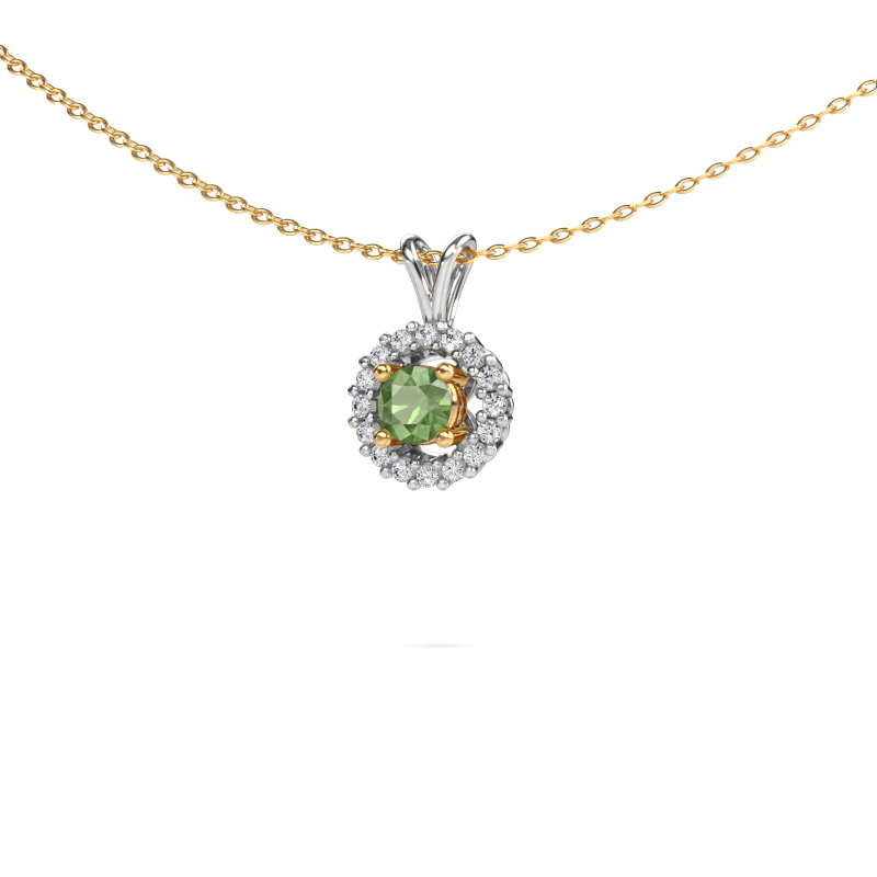 Image de Pendentif Tennille 585 or blanc Vert tourmaline 4 mm