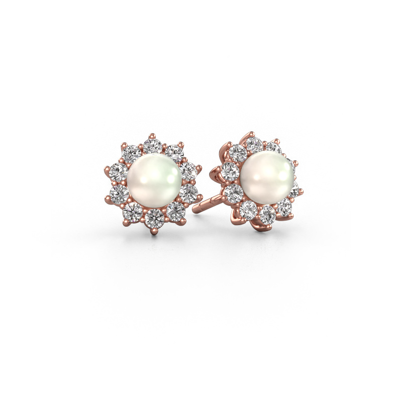 Image of Earrings Tess 585 rose gold White pearl 5 mm
