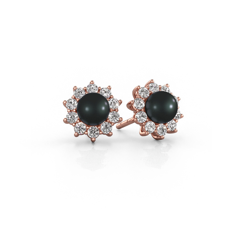 Image of Earrings Tess 585 rose gold Black pearl 5 mm