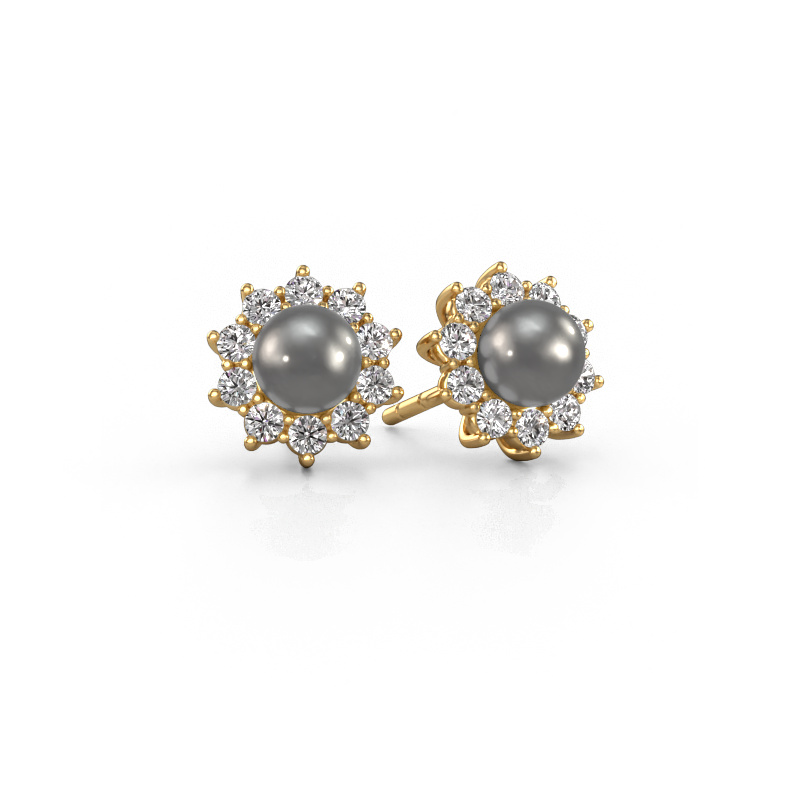 Image of Earrings Tess 585 gold Grey pearl 5 mm