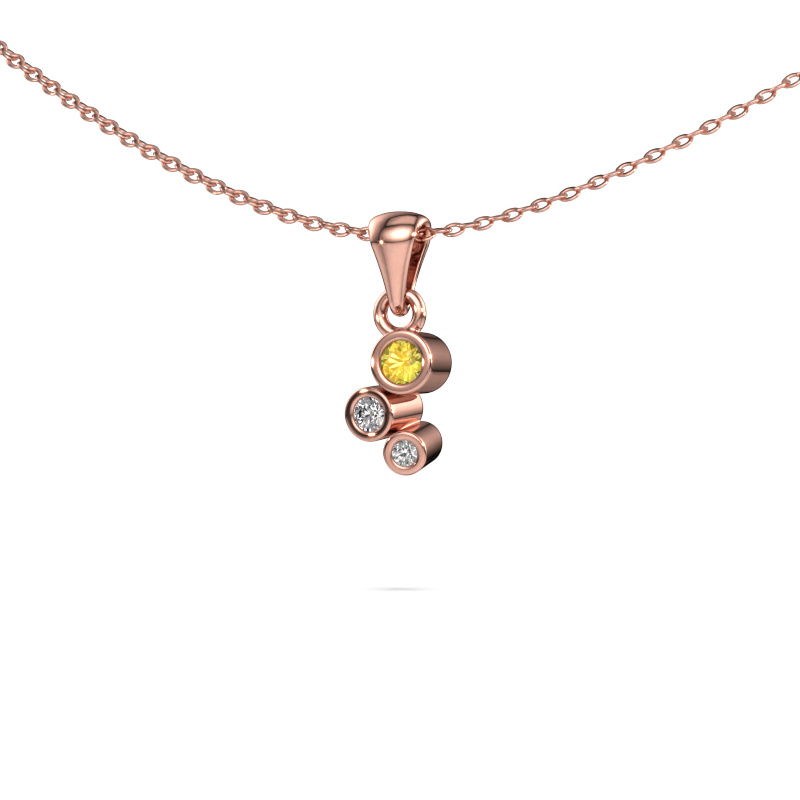Image de Pendentif Tessa 585 or rose Saphir jaune 2.5 mm