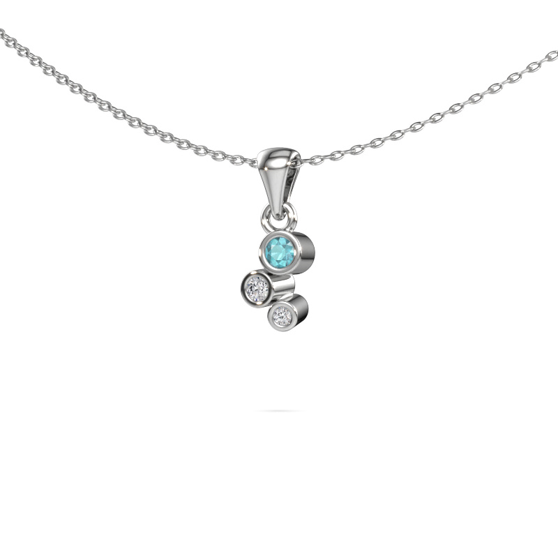 Image of Pendant Tessa 585 white gold Blue topaz 2.5 mm
