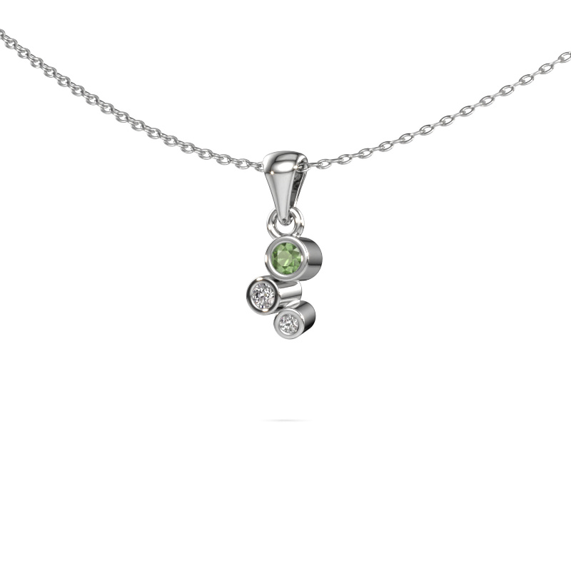 Image of Pendant Tessa 585 white gold Tourmaline green 2.5 mm