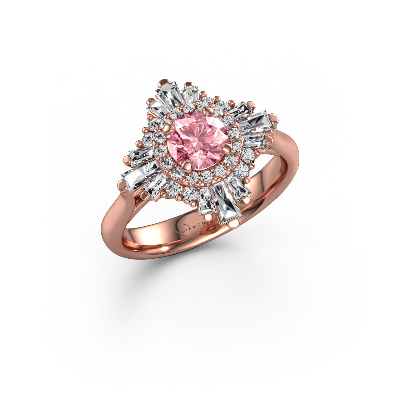 Image of Engagement ring Thalia 585 rose gold Pink lab grown diamond 5.4 mm