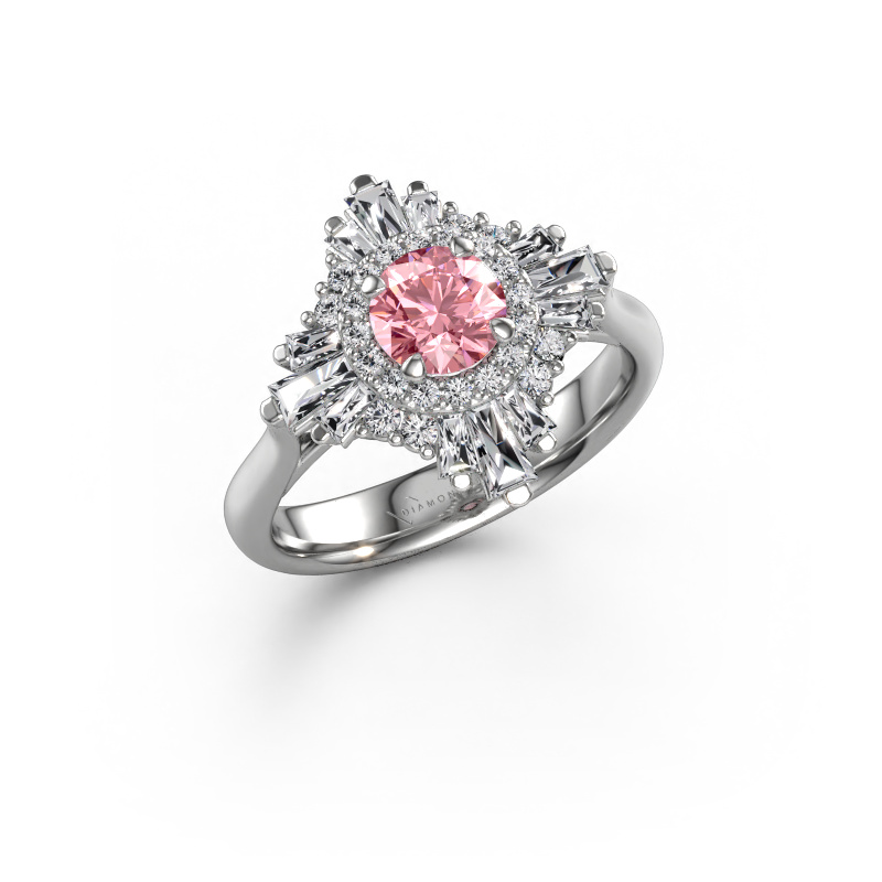 Image of Engagement ring Thalia 585 white gold Pink lab grown diamond 5.4 mm