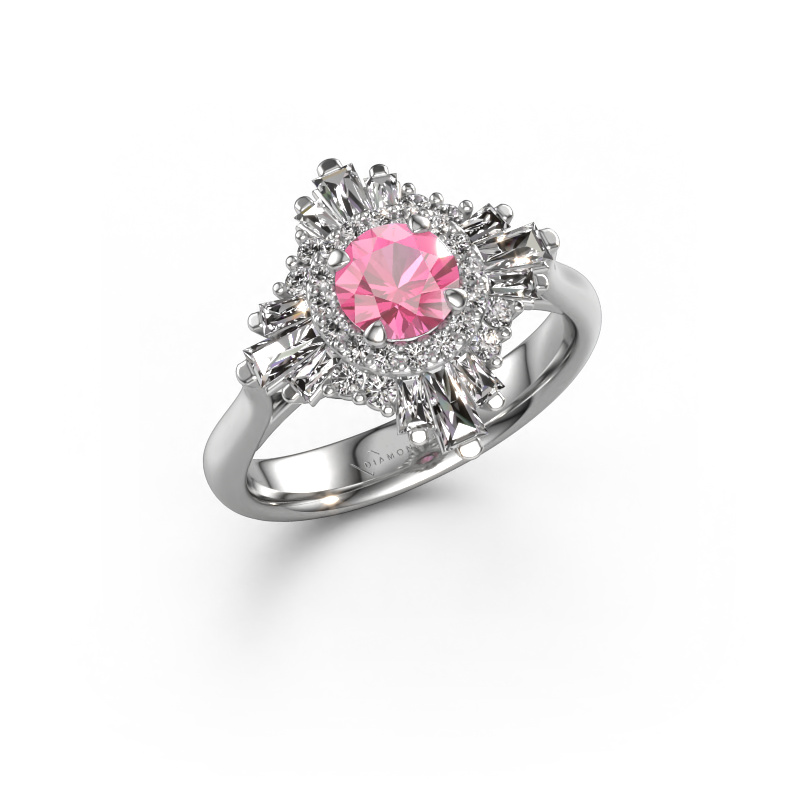 Image of Engagement ring Thalia 585 white gold Pink sapphire 5.4 mm