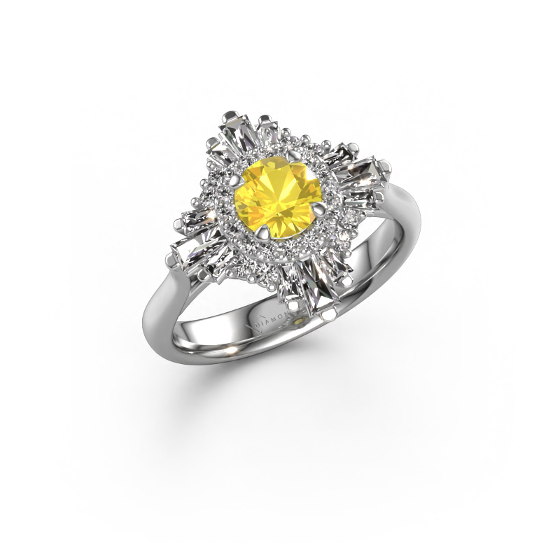 Afbeelding van Verlovingsring Thalia 950 platina Gele saffier 5.4 mm