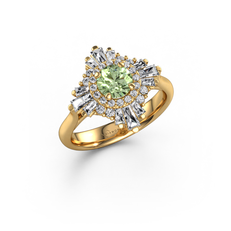 Image of Engagement ring Thalia 585 gold Green lab grown diamond 5.4 mm