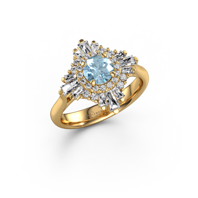 Image of Engagement ring Thalia 585 gold Blue lab grown diamond 5.4 mm