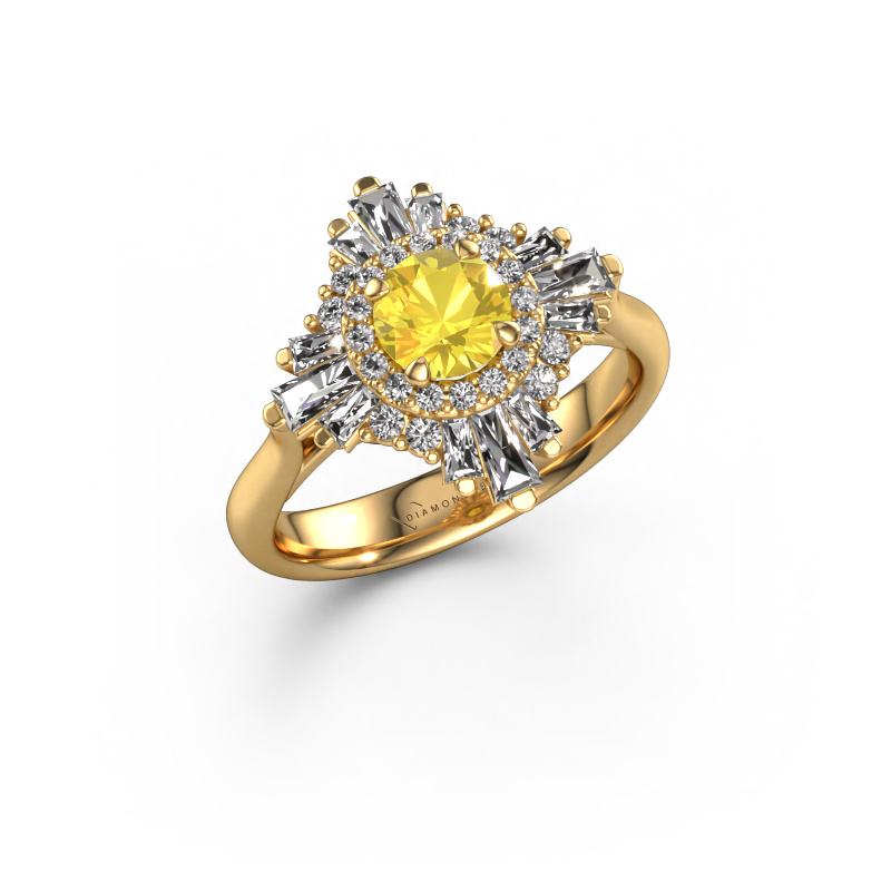 Image of Engagement ring Thalia 585 gold Yellow sapphire 5.4 mm