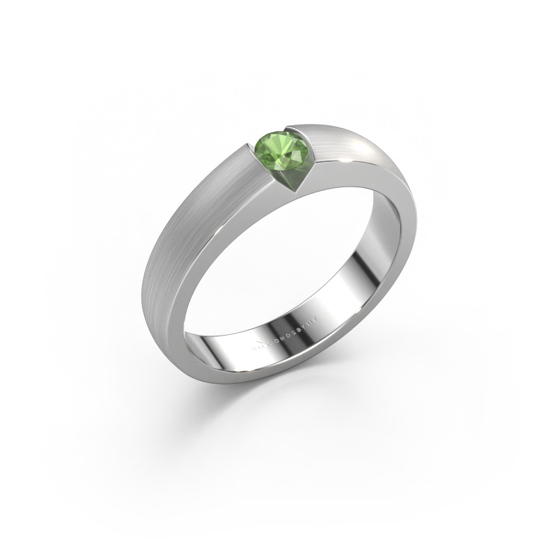 Bild von Verlobungsring Theresia 585 Weißgold Turmalin grün 3.4 mm
