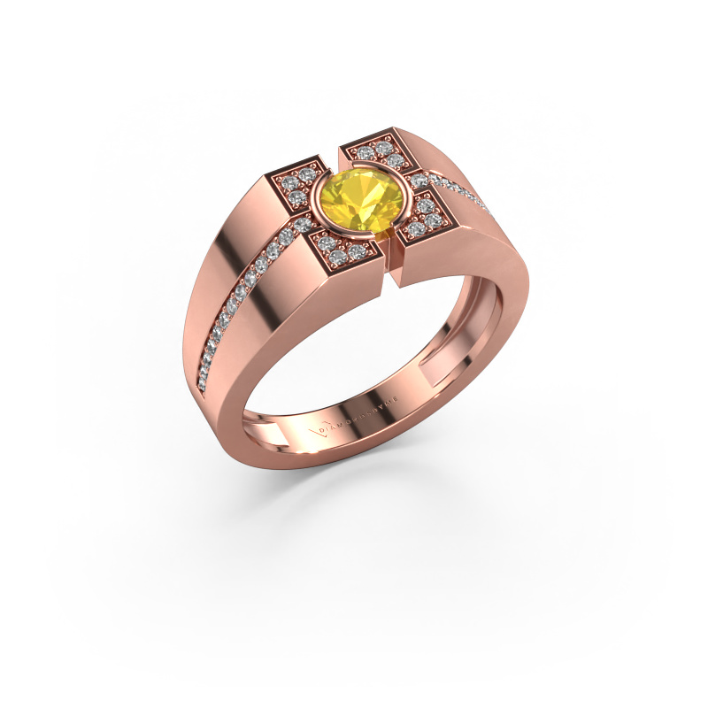 Image of Men's ring Thijmen 585 rose gold Yellow sapphire 5 mm