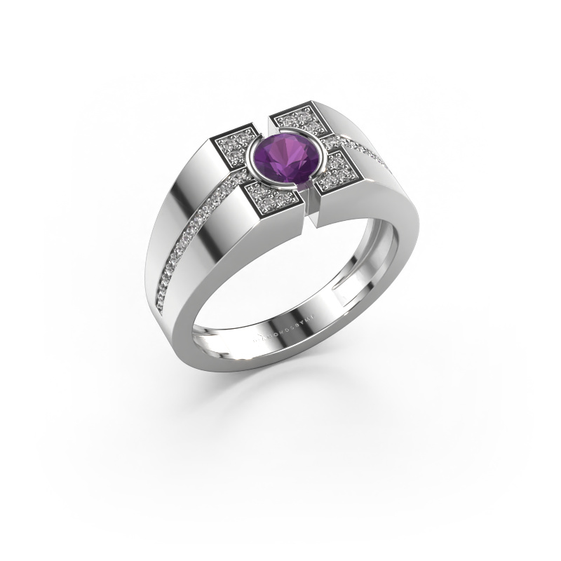 Image of Men's ring Thijmen 950 platinum Amethyst 5 mm