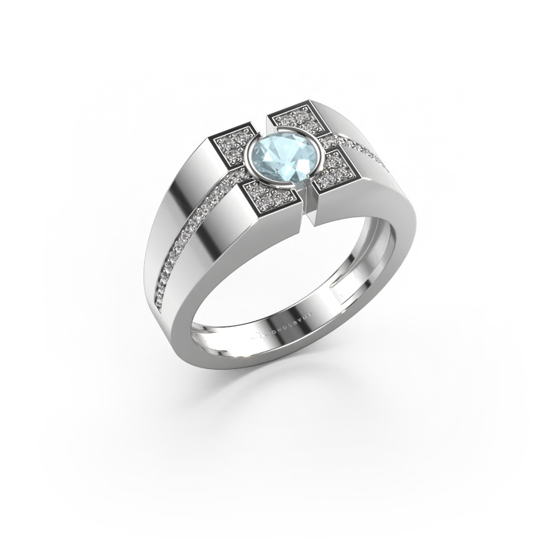Image of Men's ring Thijmen 585 white gold Aquamarine 5 mm