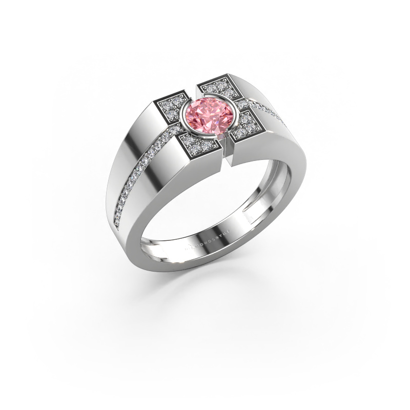 Afbeelding van Herenring Thijmen 950 Platina Roze lab grown diamant 5 mm