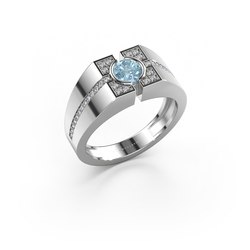 Image de Bague pour homme Thijmen 950 platine Diamant synthétique bleu 5 mm