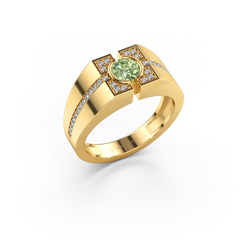Bild av Herrring Thijmen 585 gult guld Grön labbodlad diamant 5 mm