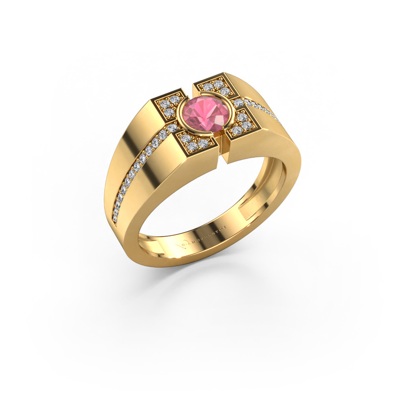 Image of Men's ring Thijmen 585 gold Tourmaline pink 5 mm