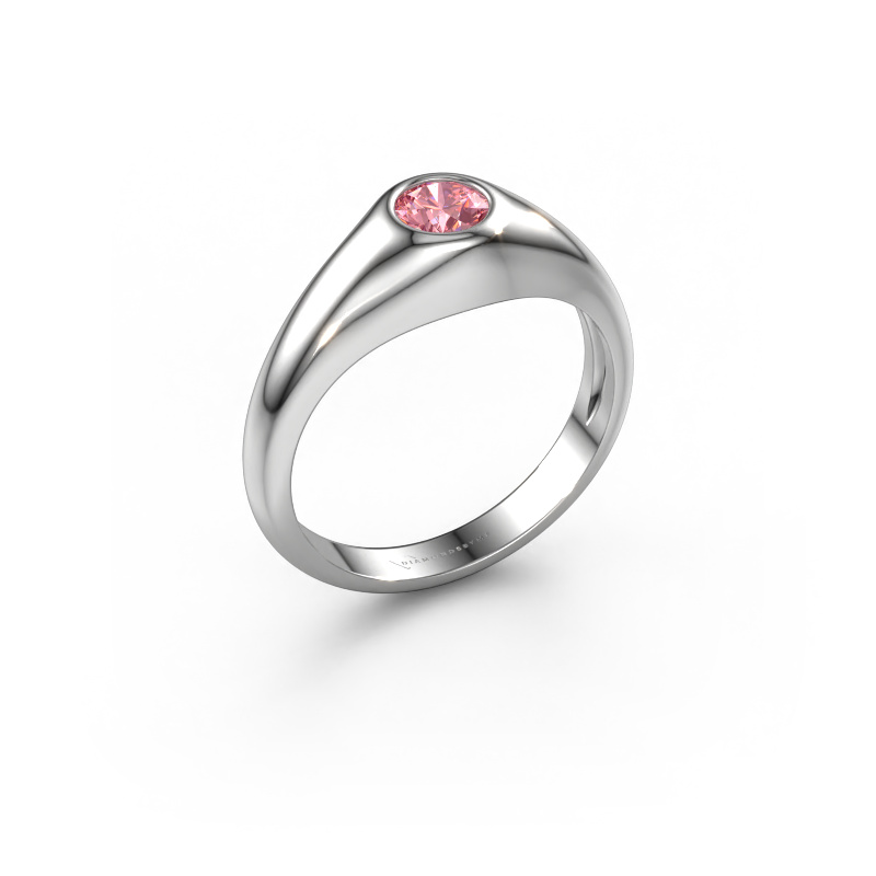 Image of Pinky ring Thorben 585 white gold Pink lab grown diamond 5 mm