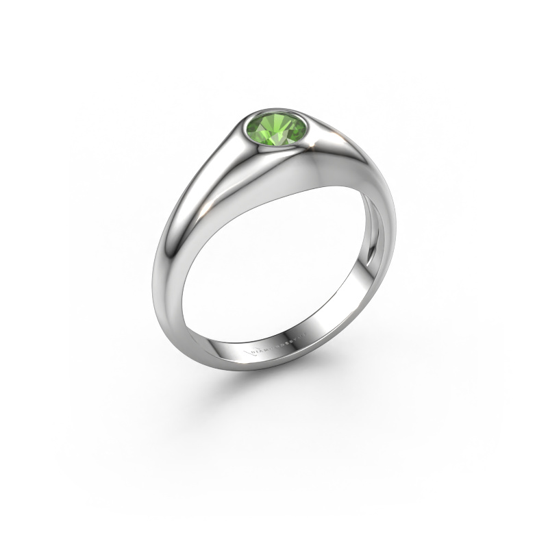 Image de Bague pinky Thorben 950 platine Vert tourmaline 5 mm