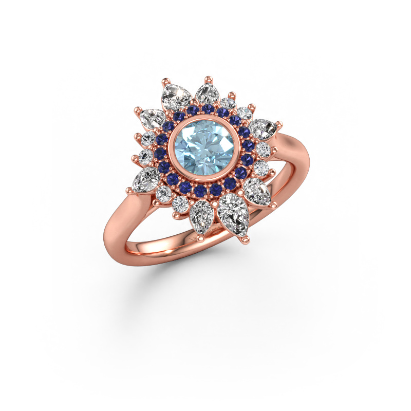 Immagine di Anello di fidanzamento Tianna 585 oro rosa Diamante lab grown blu 5 mm