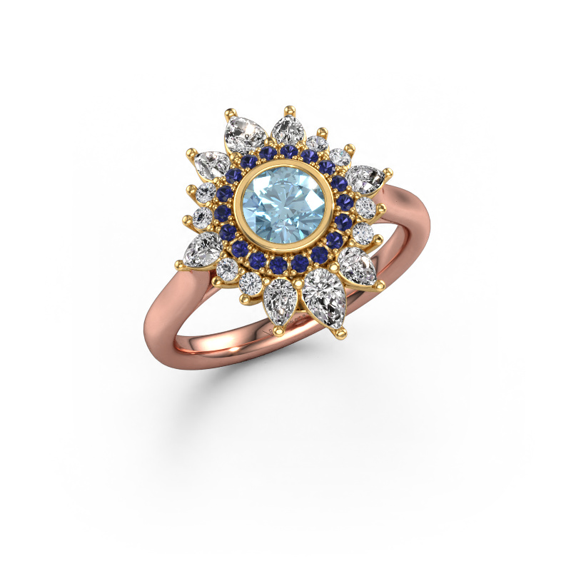 Image of Engagement ring Tianna 585 rose gold Blue lab grown diamond 5 mm