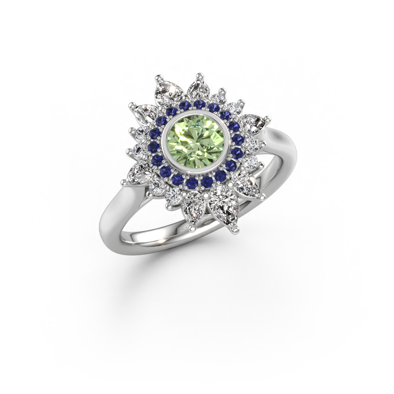 Immagine di Anello di fidanzamento Tianna 585 oro bianco Diamante lab grown verde 5 mm