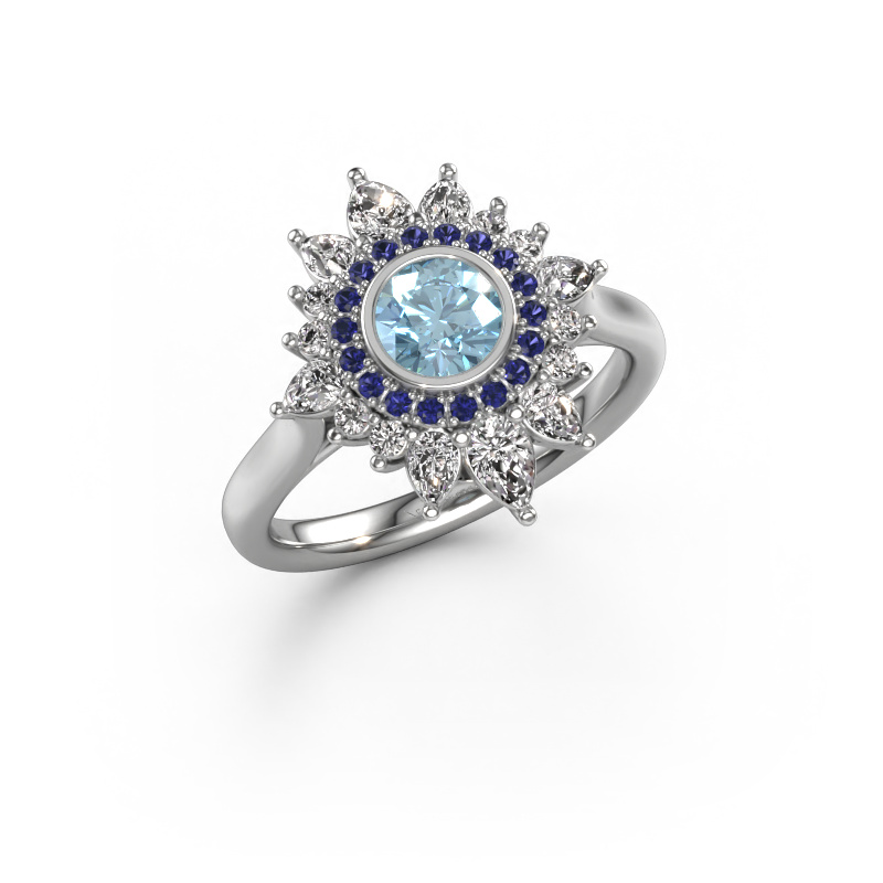 Image of Engagement ring Tianna 950 platinum Blue lab grown diamond 5 mm