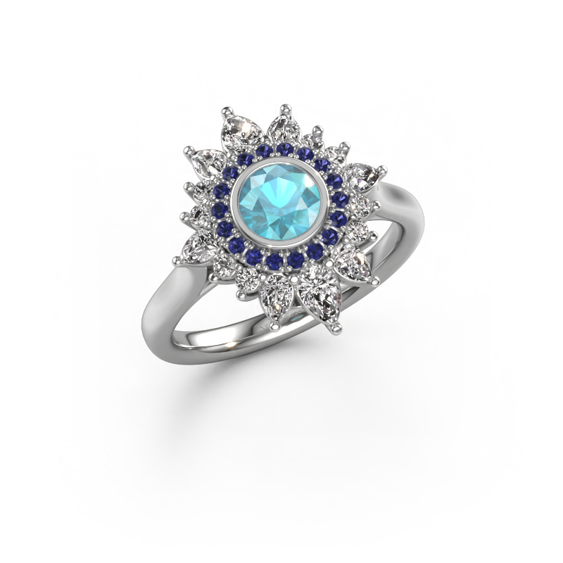 Image of Engagement ring Tianna 950 platinum Blue topaz 5 mm