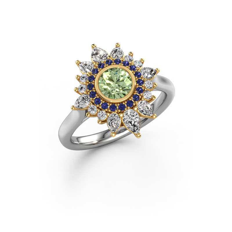 Image of Engagement ring Tianna 585 white gold Green lab grown diamond 5 mm