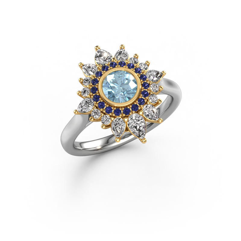 Image of Engagement ring Tianna 585 white gold Blue lab grown diamond 5 mm