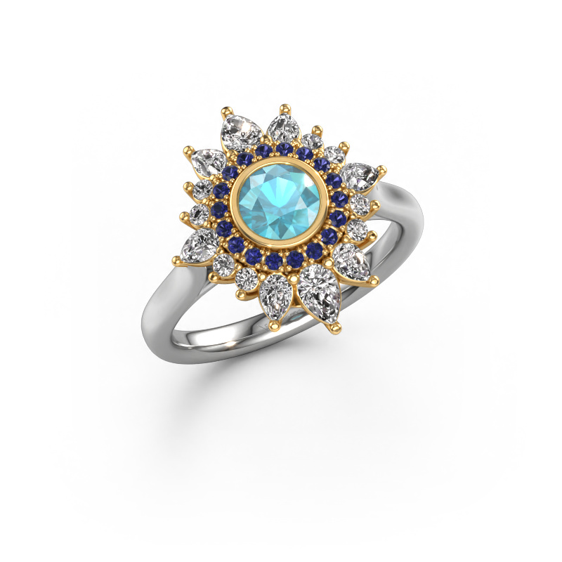 Image of Engagement ring Tianna 585 white gold Blue topaz 5 mm