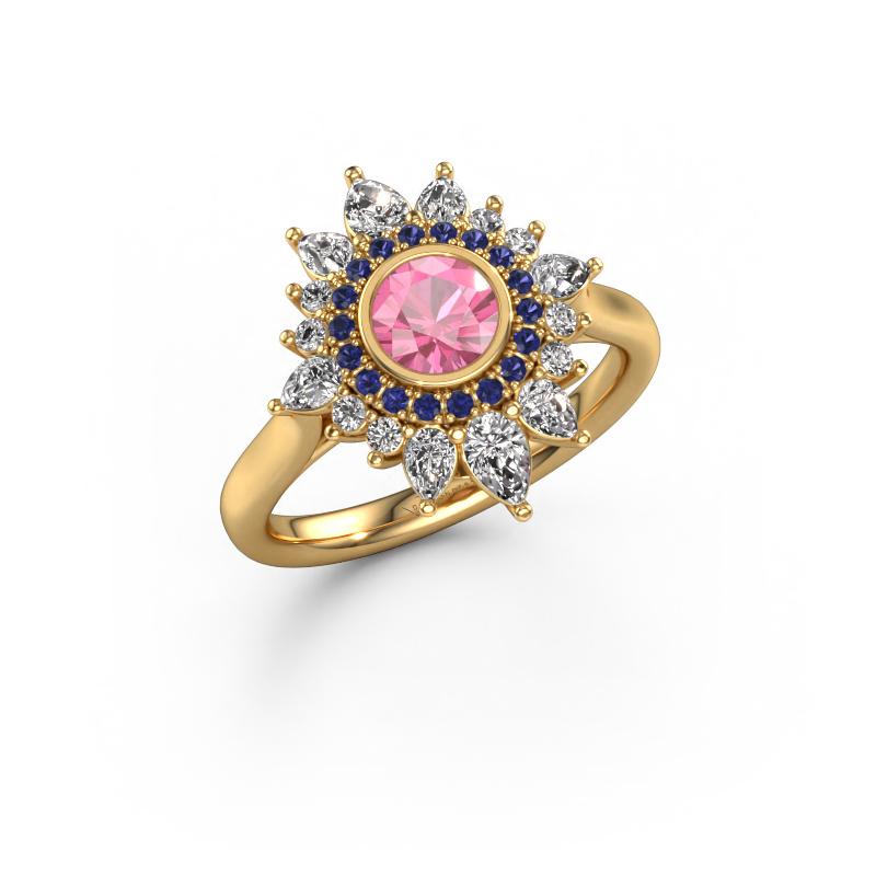 Image de Bague de fiançailles Tianna 585 or jaune Saphir rose 5 mm