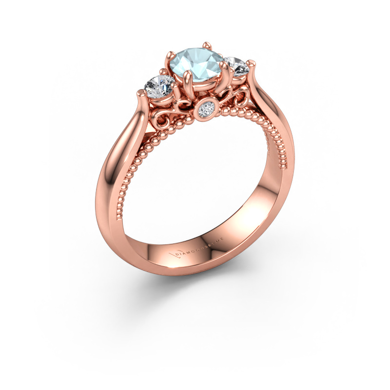 Bild av Förlovningsring Tiffani 585 roséguld Akvamarin 5 mm