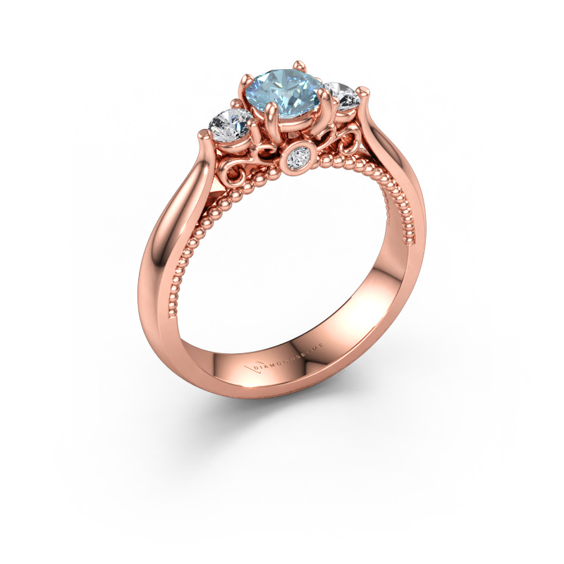 Bild av Förlovningsring Tiffani 585 roséguld Blå labbodlad diamant 5 mm