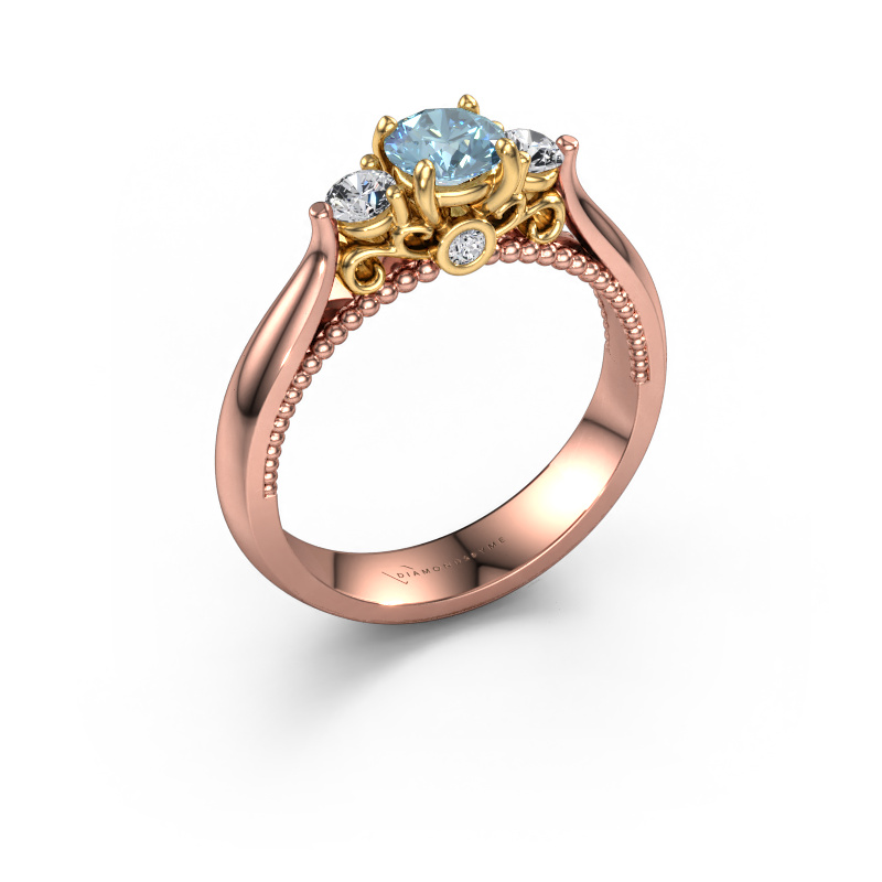 Image of Engagement ring Tiffani 585 rose gold Blue lab grown diamond 5 mm