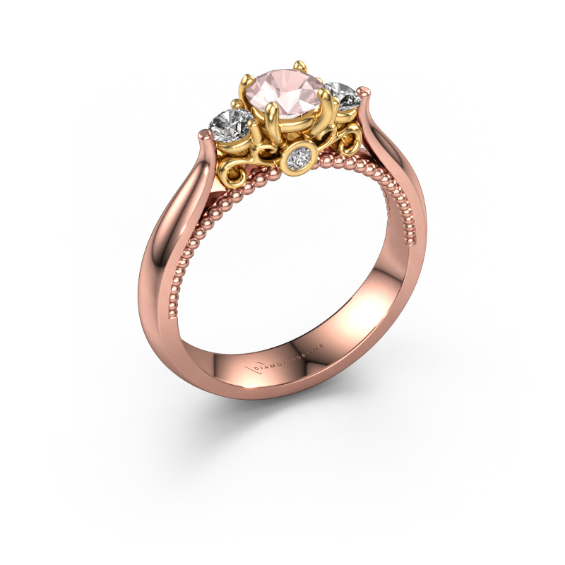 Image of Engagement ring Tiffani 585 rose gold Morganite champagne 5 mm