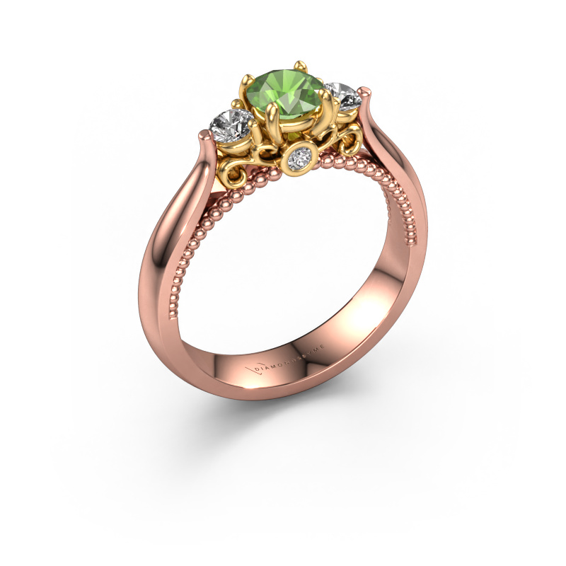Image de Bague de fiançailles Tiffani 585 or rose Vert tourmaline 5 mm