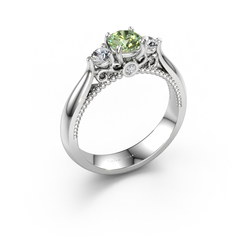 Immagine di Anello di fidanzamento Tiffani 585 oro bianco Diamante lab grown verde 5 mm