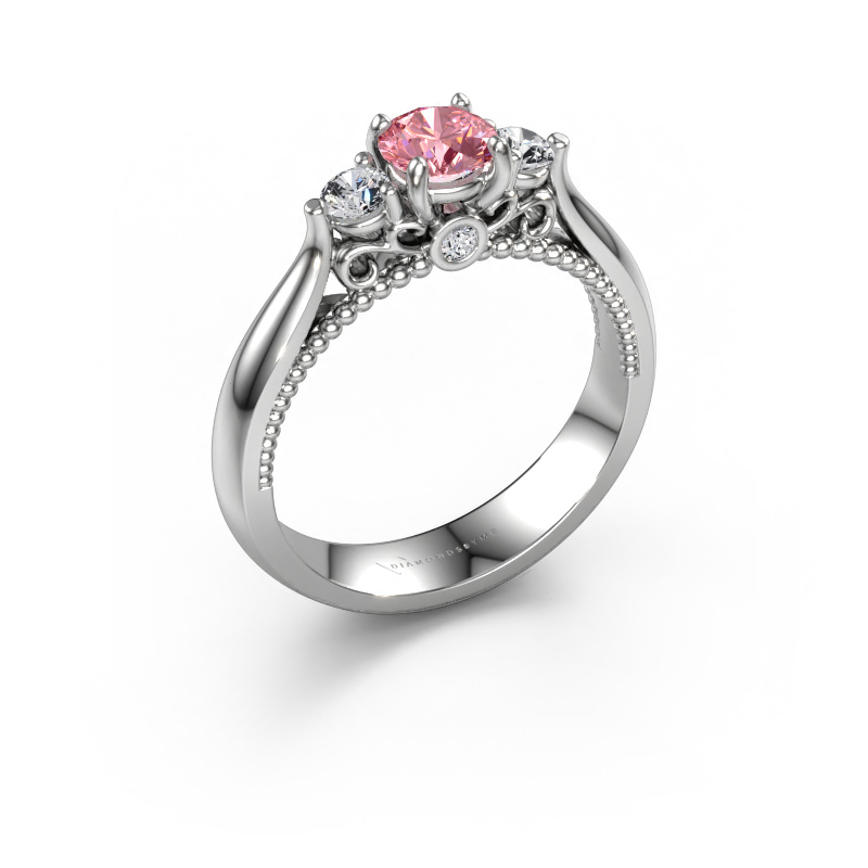 Image of Engagement ring Tiffani 950 platinum Pink lab grown diamond 5 mm