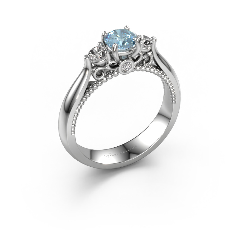 Bild von Verlobungsring Tiffani 950 Platin Blauer Labordiamant 5 mm
