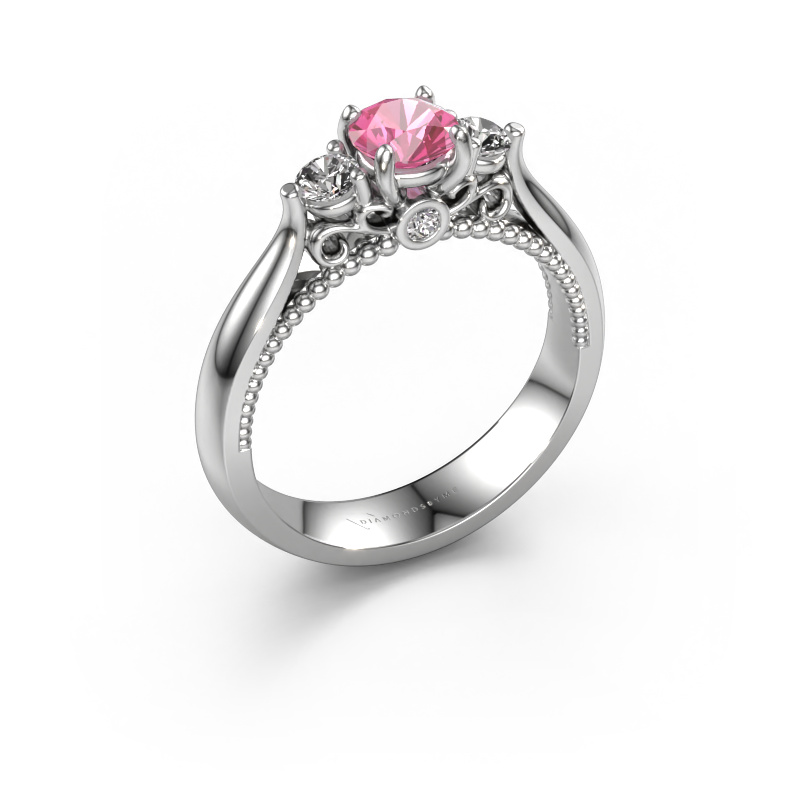 Image of Engagement ring Tiffani 950 platinum Pink sapphire 5 mm
