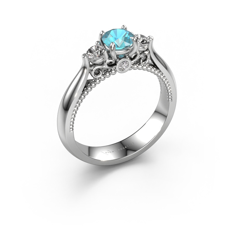 Image of Engagement ring Tiffani 950 platinum Blue topaz 5 mm