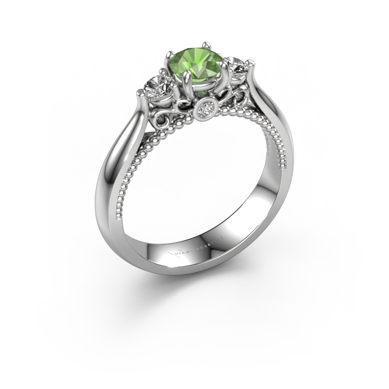Image of Engagement ring Tiffani 950 platinum Tourmaline green 5 mm
