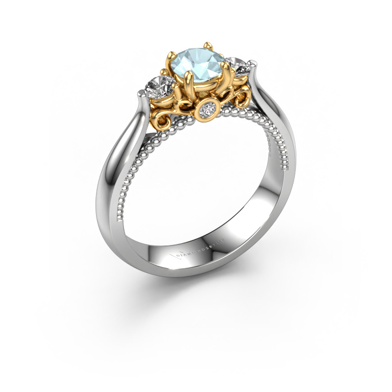 Bild von Verlobungsring Tiffani 585 Weißgold Aquamarin 5 mm
